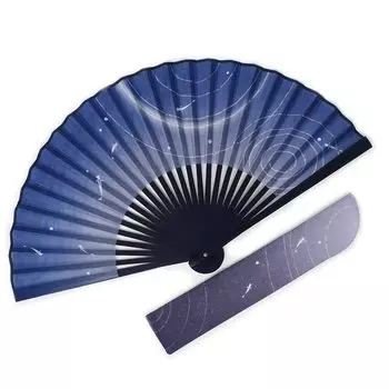 Kimono Cloth Fan Fan Bag Set Dyed Bone Ripples 22cm [Stylish Iroha] Men s (Темно-синий)