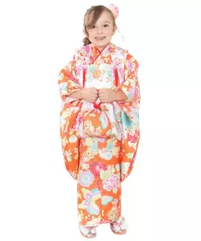 Кимоно для фестиваля для 3-х летнего ребенка, великолепный комплект из 9 предметов, с узором «Дата», длинные волосы, завязка на талии для девочек и бабочка [KYOETSU]