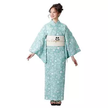 Кимоно Юката Хайбара Сётикубай Темно-синий Селадон Юката Один предмет HAIBARA [Киото Юзен] (Селадон) селадоновый
