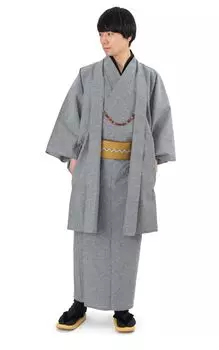 Кимоно японская одежда комплект из 3 предметов комплект из хлопка эпонж кимоно кимоно L серый [Ai Indigo] мужской мужской мужской серый