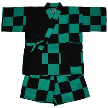 Кимоно японский узор переключения Jinbei хлопковая одежда клетчатый узор [Стильный Iroha] 100% детский (100) зелёный