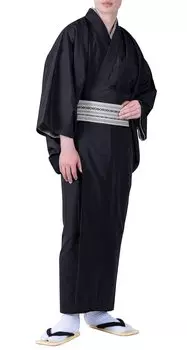 Кимоно Single Pongee [Kyoetsu], Стирающийся, Одежда, Однотонный, Ткань, Мужской (LL, ВМС) тёмно-синий