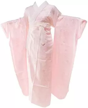 Кимоно сшитое на заказ с длинным нижним бельем розового цвета [Hanamichi] с длинными рукавами и полуворотником M-2L js-82 (М108) розовый