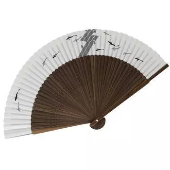 Кимоно Высококачественное покрашенное Сделано в Резном Большом и Жемчужном Аю [Стильная Ироха] Веер, веер, Ароматизированный, Япония, дерево, короткий, ткань, белый