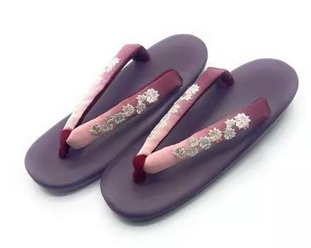 Кимоно вышитые стринги уретановая подошва Zori один размер подходит для большинства кимоно обувь [Асакуса] [темно-фиолетовый]