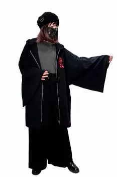 Кимоно Yang Cat Zip Parka Cat Ears Long Длина Сделано в Японии Розовый японский узор спереди и принт спереди [ROSEATE] Рукав†Yin Мужская Женская (красный) красный