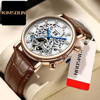 KIMSDUN Golden Poemon Часы Высококачественные Деловые Многофункциональные Многофункциональные Digmor Hollow Автоматические Автоматические Механические Часы Мужские