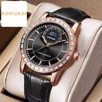 KIMSDUN Golden Poise часы с инкрустацией бриллиантами Moon Phasee мужские часы модные водонепроницаемые часы Jiying