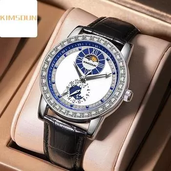 KIMSDUN новые мужские часы Sun Moon Star, полностью автоматические мужские часы, водонепроницаемые деловые часы, механические часы высокого класса