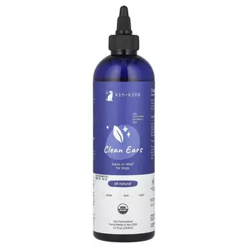 Kin+Kind, Clean Ears, несмываемое средство для собак, 12 жидких унций (354 мл)