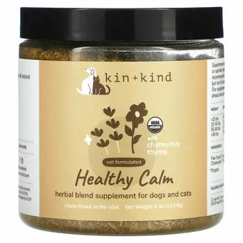 Kin+Kind, Healthy Calm, травяная добавка для собак и кошек с ромашкой и тимьяном, 4 унции (113,4 г)