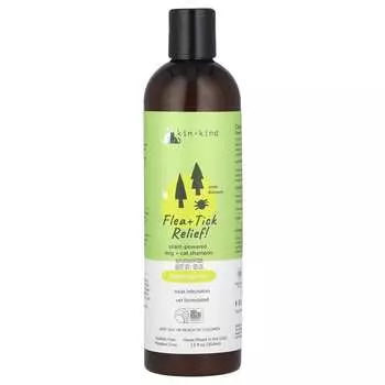 Kin+Kind, средство от блох и клещей!, Шампунь для собак и кошек на растительной основе, лемонграсс, 12 жидких унций (354 мл)