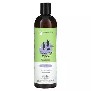 Kin+Kind, средство от блох и клещей, шампунь для собак и кошек, с ароматом лаванды, 12 жидких унций (354 мл)