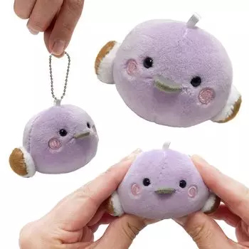 Kinagani and Shimaenaga Ball Chain Keychain Plush Shimaenaga Small Soft and Fluffy Lavender Ball [LamPlanning] (Large Tit) Mascot, (Large Tit) Bird,