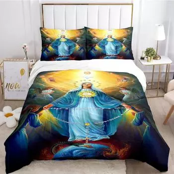 Kind Blesed Virgin M-Mary All Season Duvet Cover Comforter Beddding Set Soft Quilt Cover and Pillowcases SingleDoubleQueenKing 70x133cm 2pcs