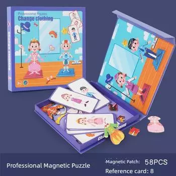 Kindergarten Magnetic Puzzle 2-3-4 Years Old Boys and Girls Magnetic Dress-up Toy Magnetic Suction Baby Dress-up Game Occupation