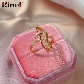 Kinel элегантные винтажные кольца из розового золота с цветком циркона для женщин 7 розового золота