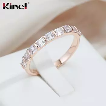 Kinel блестящее обручальное кольцо с цирконом для женщин, романтические ювелирные изделия цвета розового золота 6 розового золота