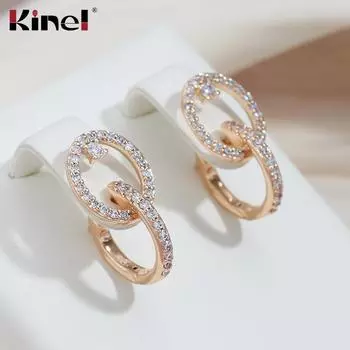 Kinel блестящие круглые серьги с кубическим цирконом для женщин золотого цвета милые ювелирные изделия
