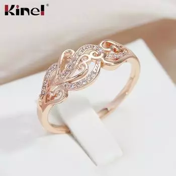 Kinel циркон цветок невесты обручальные кольца для женщин цвета розового золота изысканные ювелирные изделия 7
