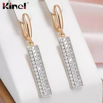 Kinel, длинные серьги с блестящим цирконием для женщин, серебряные висячие серьги для невесты, свадебные ювелирные украшения серебряный