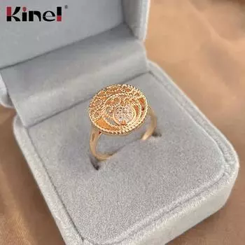 Kinel Fashion женское кольцо из полого розового золота с цирконом 6 розового золота