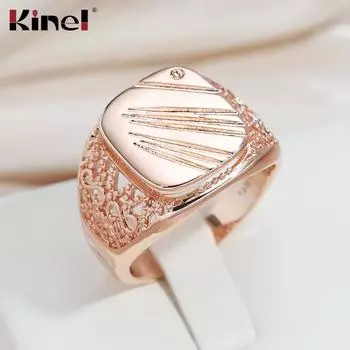 Kinel глянцевые золотые кольца для мужчин, винтажные украшения большого размера 6
