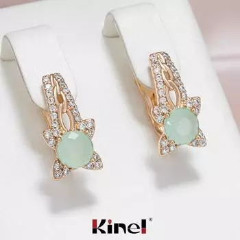Кинель изумрудно-зеленые циркониевые серьги со звездами для женщин, свадебные ювелирные изделия для невесты