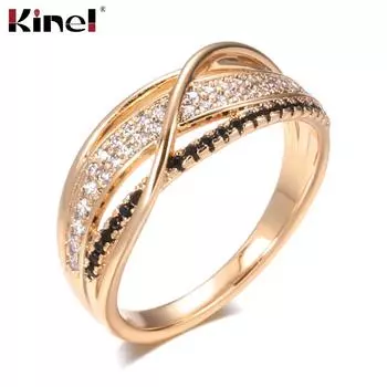 Kinel модное кольцо из розового золота для женщин ювелирные изделия с кристаллами циркона 6 розового золота