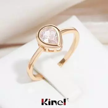Kinel модное кольцо с натуральным цирконом для женщин, цвет розового золота, все одинаковые ювелирные изделия, подарок 6 розового золота
