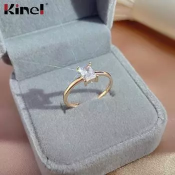 Kinel натуральный циркон свадебное обручальное кольцо розовое золото романтический подарок ювелирных изделий 6 розового золота