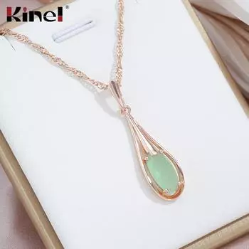 Кинель озеро зеленый циркон кулон ожерелье для женщин ожерелье с камнем в виде капли воды