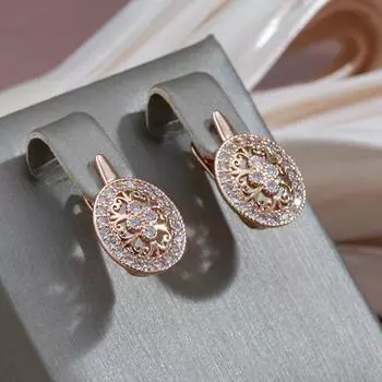 Kinel полые белые цирконовые свадебные серьги цвета розового золота женские серьги-капли розового золота
