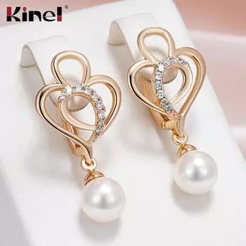 Kinel розового золота цветные висячие серьги для женщин циркониевая оправа невесты свадебные украшения роскошные серьги подарок