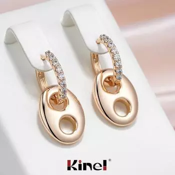 Kinel свиной нос натуральный циркон висячие серьги для женщин цвет розового золота изысканные ювелирные изделия розового золота