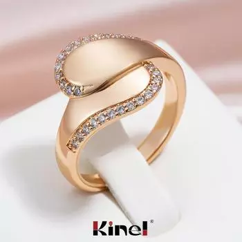 Kinel винтажное кольцо цвета розового золота с глянцевой отделкой, повседневные ювелирные изделия, женское кольцо с цирконием 6 розового золота
