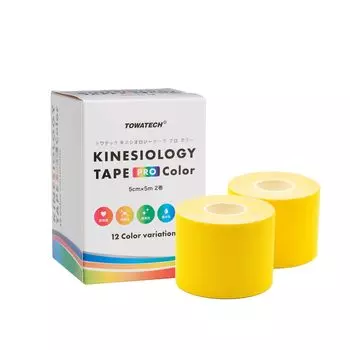 Kinepro Color 5 см x 5 м 2 рулона Желтая лента PRO Sports Taping Черный Темно-синий Розовый Зеленый Фиолетовый Красный Черный Синий Красный (Кинезиология Цвет) жёлтый