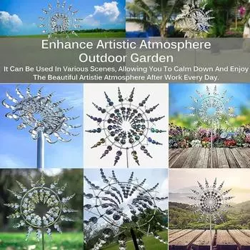 Кинетическая вертушка, волшебная металлическая ветряная мельница Ширем, кинетические ветряные скульптуры и вертушки, 3D ветряная вертушка, очаровательная ветряная вертушка для двора и сада разноцветный