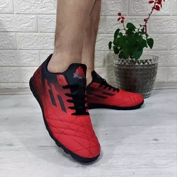 Kinetix Cross TF красно-черные противоскользящие футбольные бутсы для игры на искусственном газоне