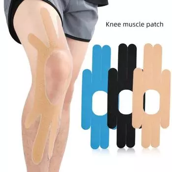 Кинезиологическая лента для колена, предварительно вырезанный тейп на колено, дышащая клейкая спортивная лента, эластичная спортивная лента, поддержка мышц для бега, пешего туризма, верховой езды светло-синий