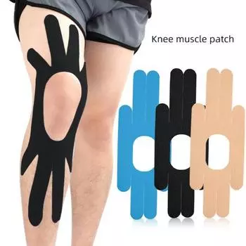 Кинезиологическая лента для колена, предварительно вырезанный тейп на колено, дышащая клейкая спортивная лента, эластичная спортивная лента, поддержка мышц для бега, пешего туризма, верховой езды светло-синий
