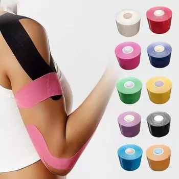 Кинезиологическая лента, дышащая лента для обертывания мышц, спортивная эластичная лента для поддержки мышц, облегчение боли, лента для колена для спорта и фитнеса белый