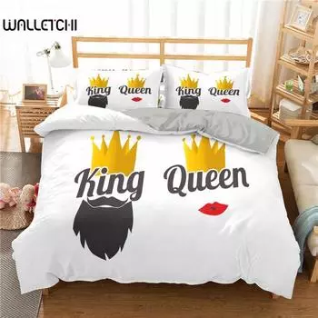 King And Queen Duvet Cover Set Microfiber Beard And Red Lips King Size Bedding Set For Couple Romantic Valentine s Day Presents EU single(135x200cm)