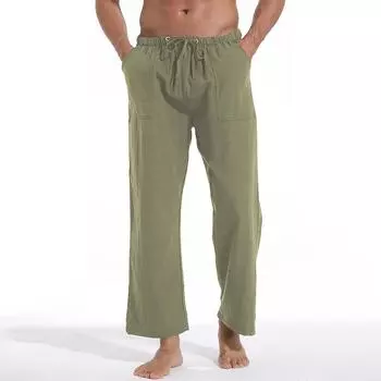 King Billion Брюки больших размеров, мужские прямые брюки из хлопка и льна, длинные брюки, свободные повседневные мешковатые брюки, новое поступление S чёрный