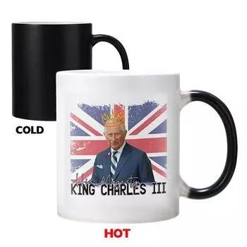 King Charles Iii Temperature-Sensitive Color-Changing Cup Ceramic Coffee Mug Foreign Trade New Tea 301-400ml