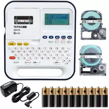 King Jim Label Writer PRO SR370 Ленточный картридж с этикетками SS12K 1 Пробная этикетка Щелочная батарея Tepra и (Белый + Включено) & (Набор 3)
