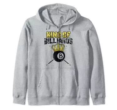 King Of Billiards Pool Cue Snooker Billiard Player Cue Zip Hoodie серый