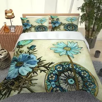Комплект постельного белья размера «king size» с 3D-цветочным рисунком и цветами из микрофибры, пододеяльник, одеяло, постельное белье, детская кровать для мальчика, подарок на день рождения W90xL190cm