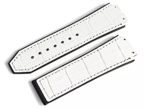 King Watch Parts Hublot Совместимость Classic Fusion 511 521 525 Chronograph 45 мм Корпус Внешний продукт Резиновый ремешок Тисненый крокодиловый белый [Импорт