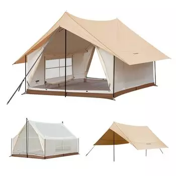 KingCamp Lodge Тип Семейный Для 3-5 Крупных Насекомых УФ Вода Открытый Отель Подходит Для Поликоттона TC Палатка Палатка, Кемпинг, Палатка, Люди, Обзор 360°,